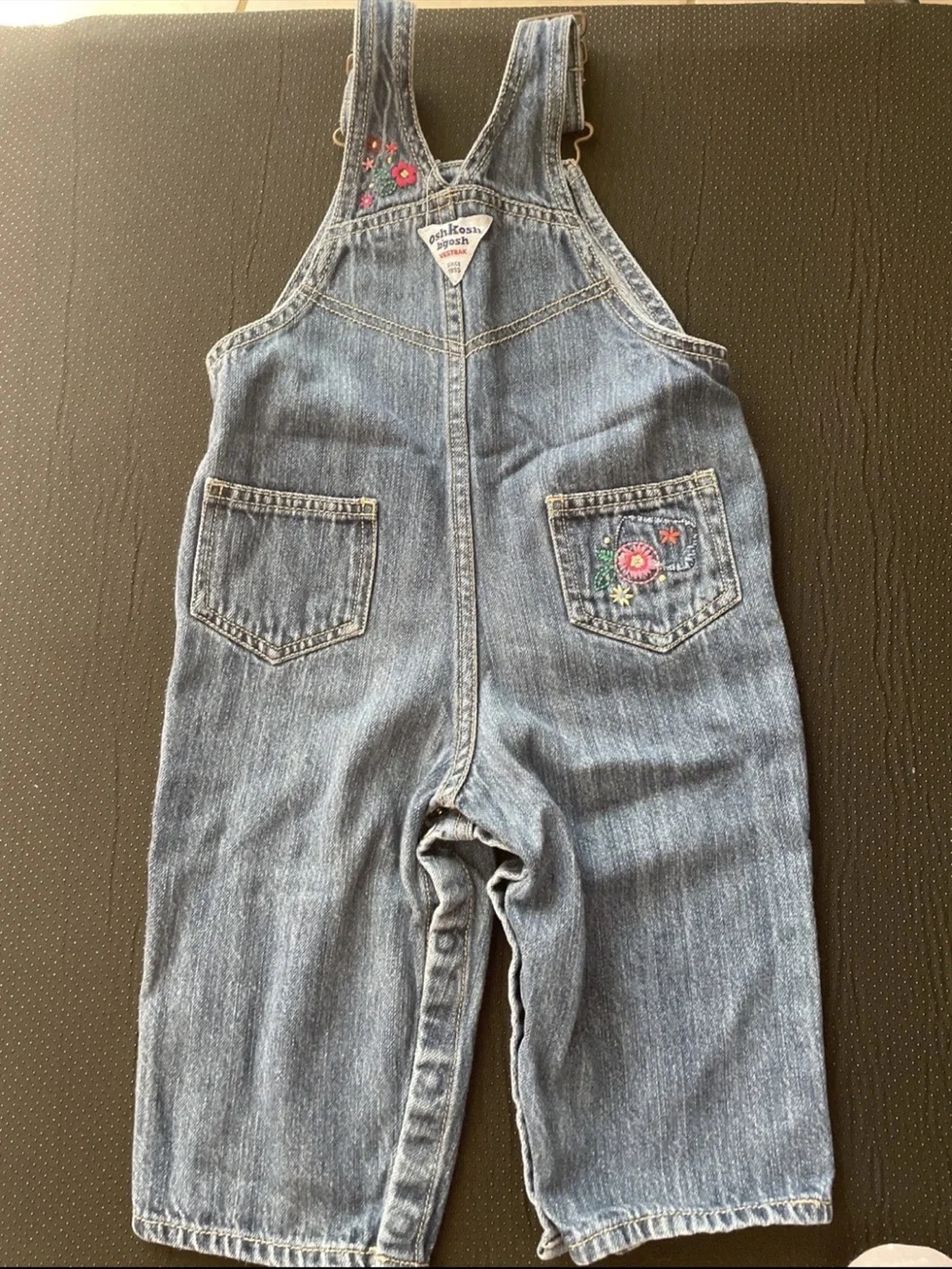 OshKosh B'gosh Light Blue Denim Overalls with Floral Patches